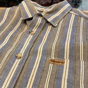 Carhartt Rugged Outdoor Wear Denim Black Blue White Size XL Long Sleeve Collar